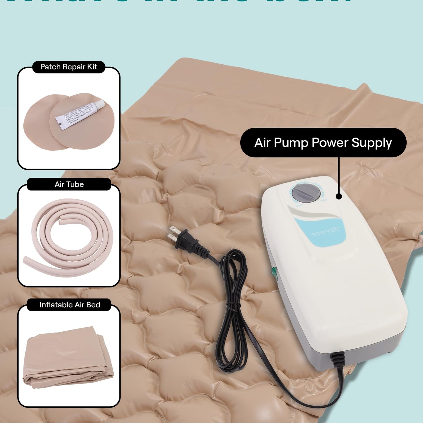 SereneLife Air Pressure Mattress Pad | Hospital Topper for Bedridden Patients | Alternating Air Pressure Mattress with Electric Pump, Medical Grade Pad & Topper for Hospital Bed | 330 lbs Capacity