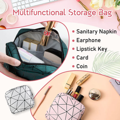 Sanitary Napkin Storage Bags 4 Pcs Menstrual Cup Pouches Nursing Pad Holder Tampon Bags Portable Period Kit Bag Feminine Product Pouch for Girls for Pads and Tampons with Zipper