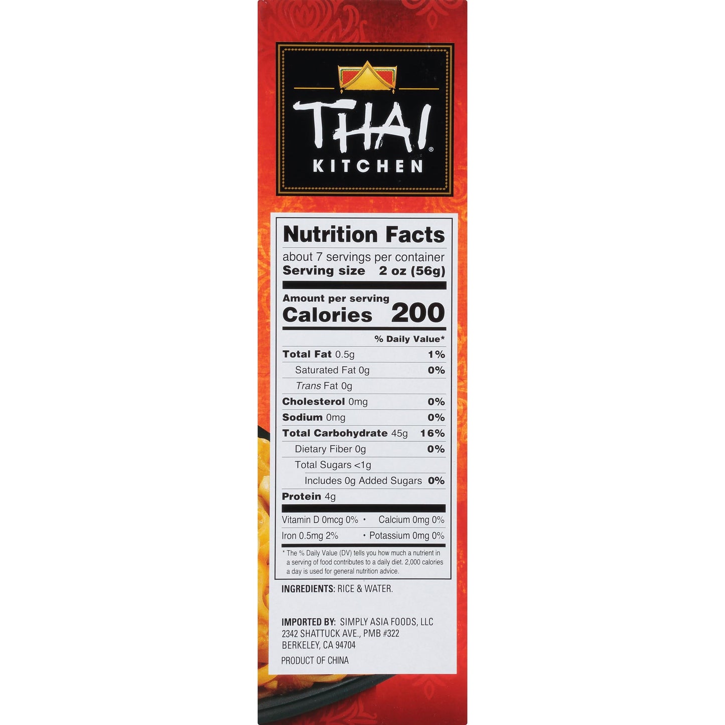 Thai Kitchen Stir Fry Rice Noodles, Gluten Free, Non GMO, Two Ingredients, Quick Cook, For Pad Thai and Other Stir-Fry Dishes, 14 oz