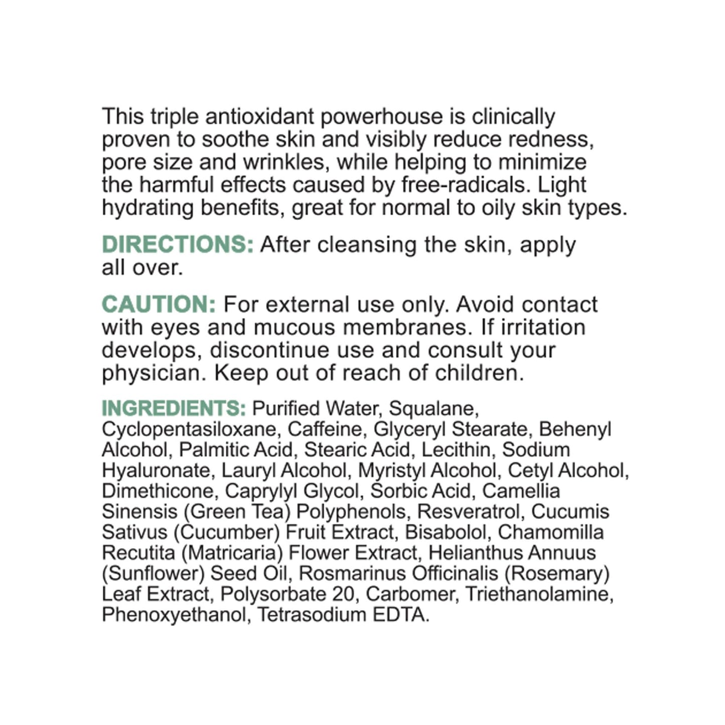 Replenix Redness Reducing Triple AOX Cream, Hydrating Medical-Grade Antioxidant Facial Treatment with Soothing Green Tea for Sensitive Skin (1 fl. oz)