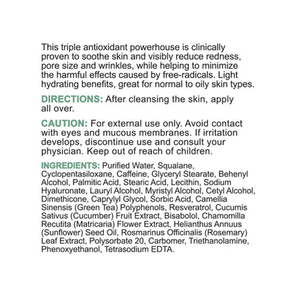 Replenix Redness Reducing Triple AOX Cream, Hydrating Medical-Grade Antioxidant Facial Treatment with Soothing Green Tea for Sensitive Skin (1 fl. oz)