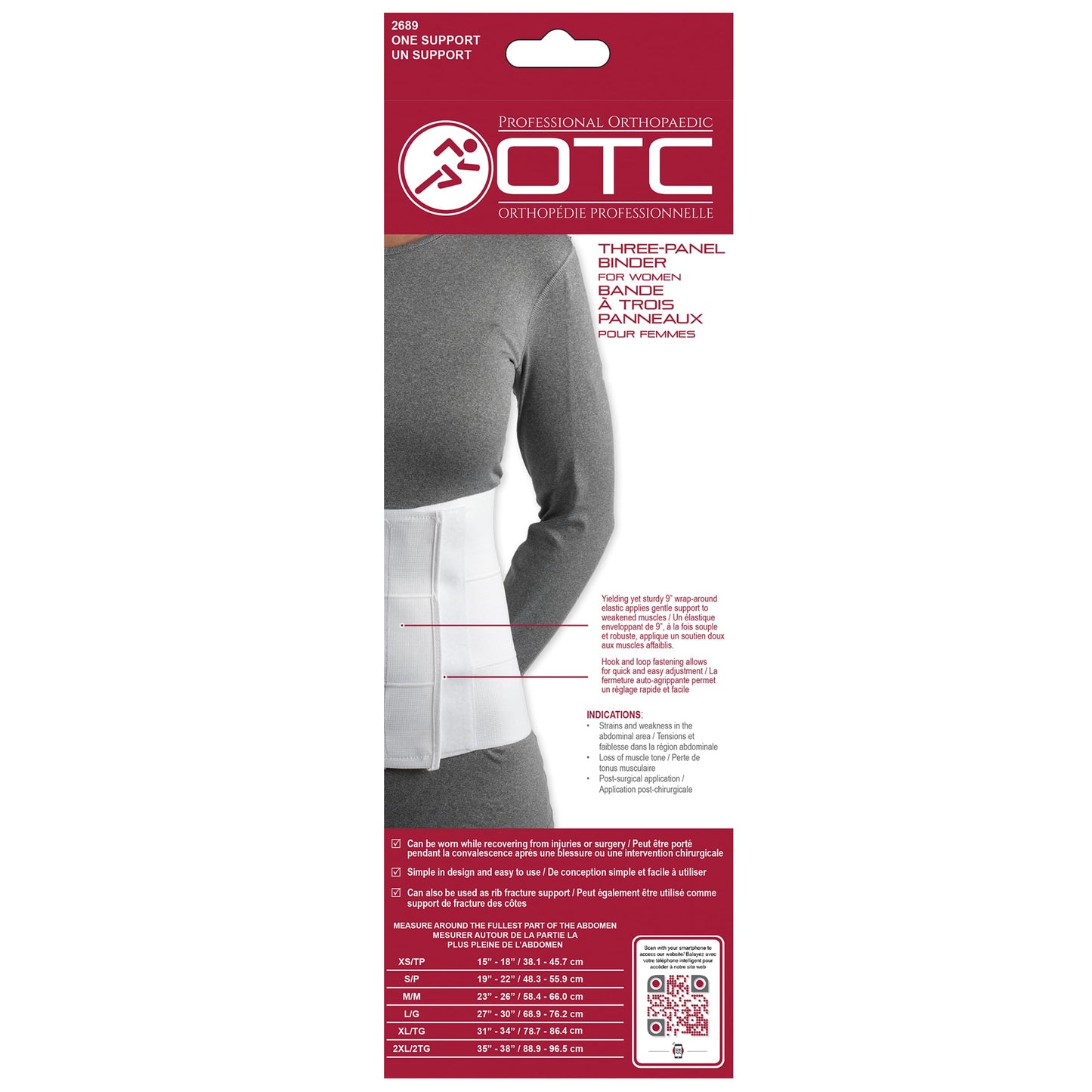 OTC Abdominal Binder for Women, Three-Panel Body, 9-Inch Elastic