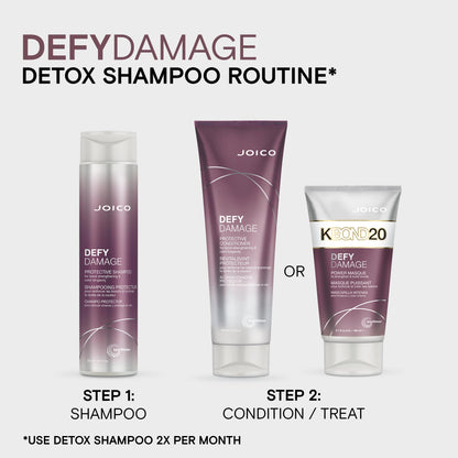 Joico Defy Damage Detox Shampoo | Removes Chlorine, Hard Water Residue, Product Buildup, Metals, & Trace Minerals | Strengthens Bonds & Preserves Hair Color | Vegan | Sulfate-Free