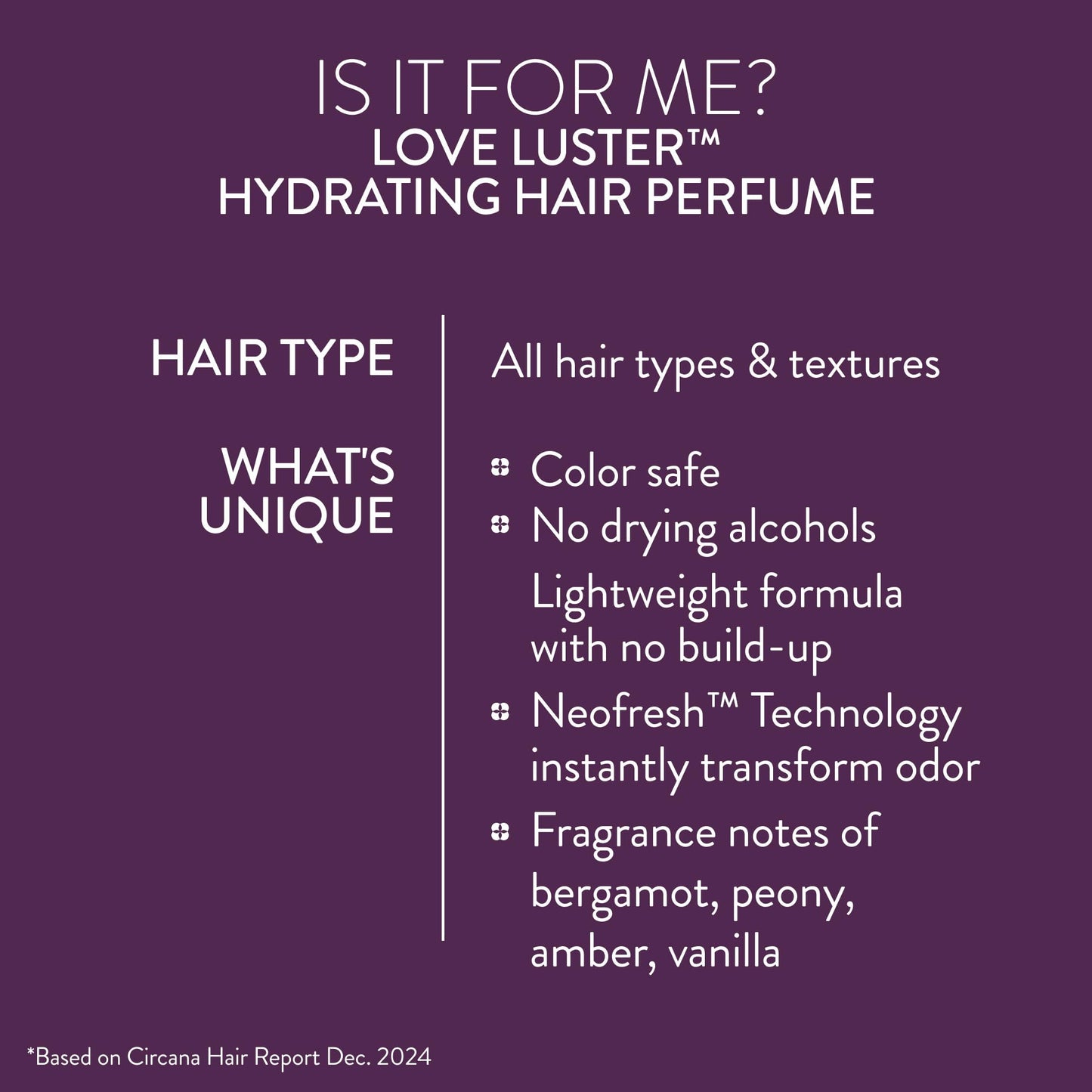 Pureology Love Luster Hydrating Hair Perfume - Hair & Body Mist with Vanilla & Peony Fragrance, Color Safe, No Drying Alcohols, Instant Hair Shine & Softness