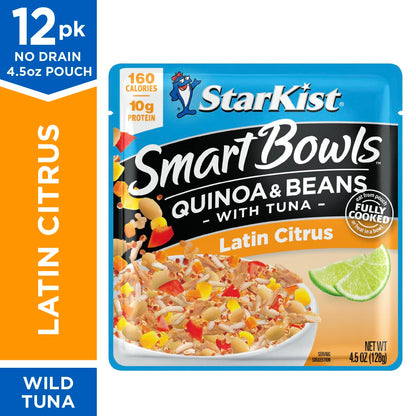 StarKist Smart Bowls Latin Citrus, 4.5 oz Pouch (Pack of 12) – Features Quinoa & Beans with Wild Caught Tuna