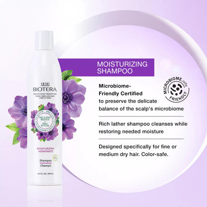 Biotera Moisturizing Shampoo | Hydrates & Moisturizes Dry, Medium, Fine Hair | Microbiome Friendly | Vegan & Animal Test Free | Paraben Free | Color-Safe