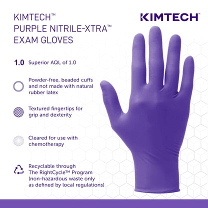 Kimtech™ Purple Nitrile-Xtra™ Exam Gloves (50604), 5.9 Mil, Ambidextrous, 12”, X-Large, 50 Nitrile Gloves / Box