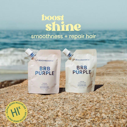 The Beachwaver Co. BRB Blonde Purple Conditioner - Travel Size (3 Oz) | Anti-Brass Toning Conditioner w/HiX Vegan Bond Multipliers | Moisturizing Sulfate-Free Formula for Blonde & Grey Hair