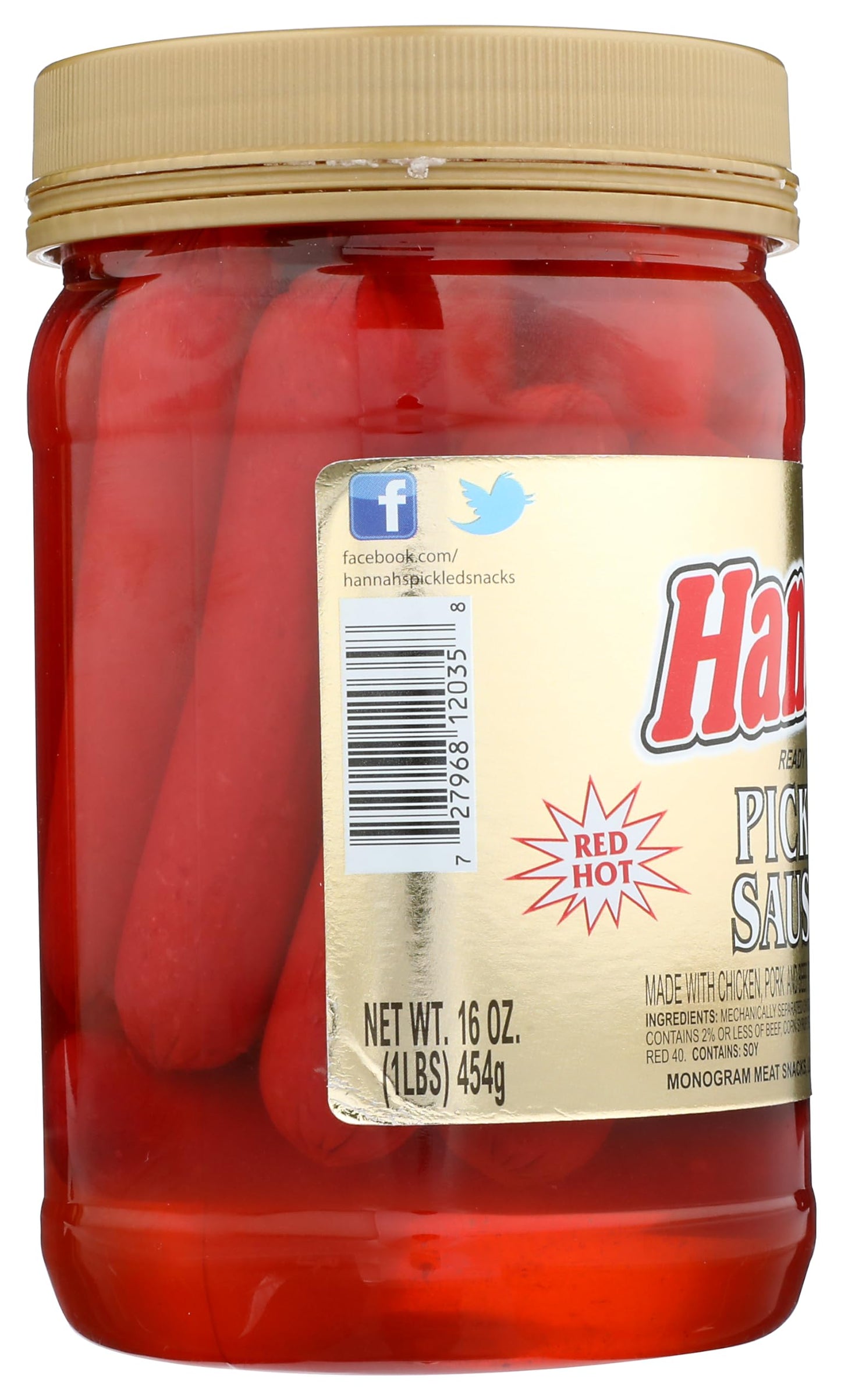 HANNAH'S PICKLED SAUSAGE 16oz. JAR