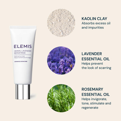 ELEMIS Herbal Lavender Repair Mask; Soothing Clay Mask, 2.5 Fl Oz