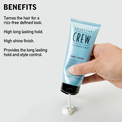 American Crew Men's Fiber Cream, Like Hair Gel with Medium Hold & Natural Shine, 3.3 Fl Oz