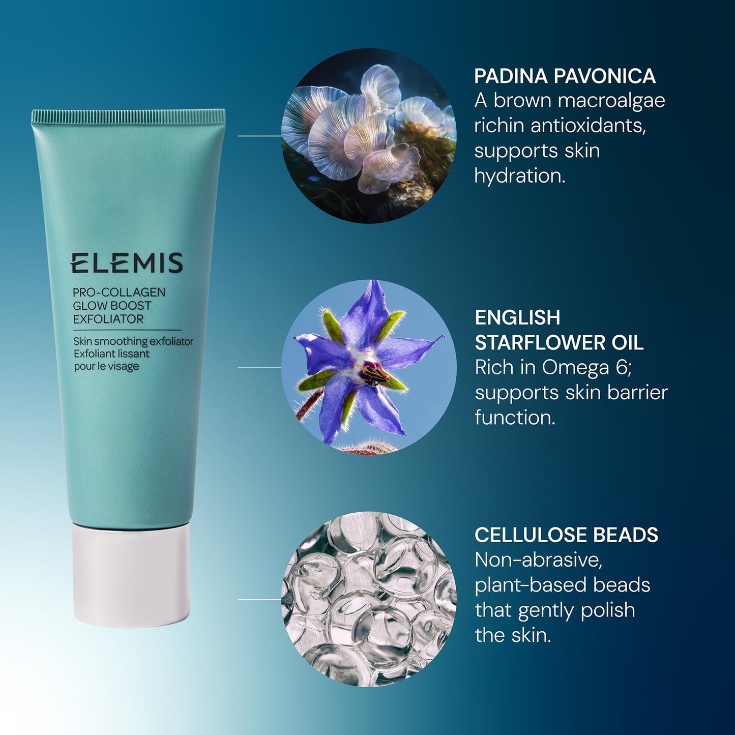ELEMIS Pro-Collagen Glow Boost Exfoliator, Gentle Physical Facial Exfoliant Softens, and Polishes for Smooth, Glowing, Hydrated Skin, 100mL