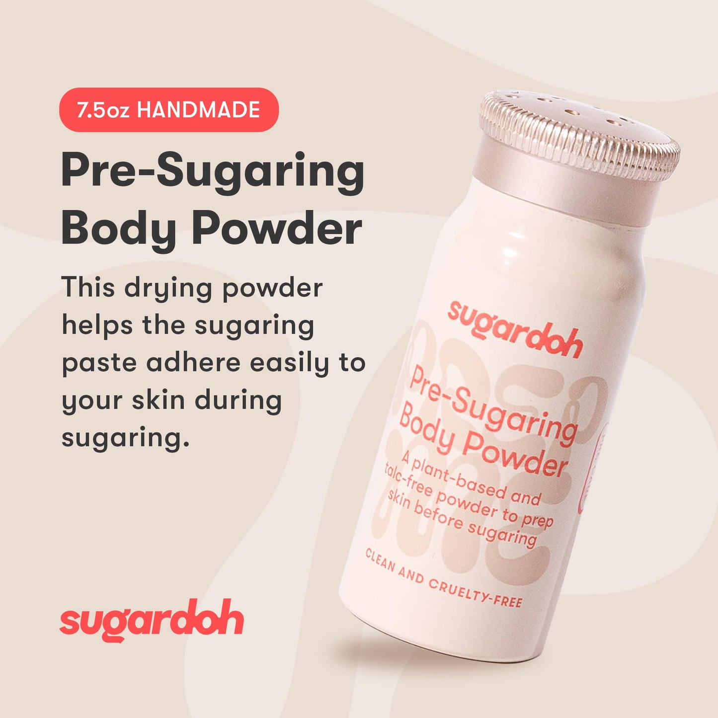 Sugardoh Pre-Wax Body Powder - Plant-Based & Talc-Free, Handmade Skin Prep Powder for Sugar Waxing Kit for Women - Pre-Sugaring Preparation to Absorb Moisture & Oil for Easy Hair Removal - 0.75 oz