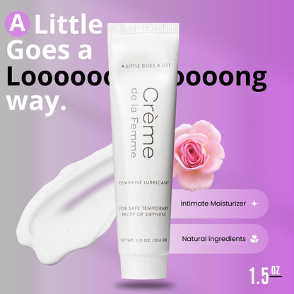 Crème De La Femme Daily Vaginal Moisturizing Cream for Long-Lasting Relief from Feminine Dryness Chemical & Hormone Free, Fragrance-Free, Also a Hydrating Intimate Lubricant for Men and Women – 1 Pack
