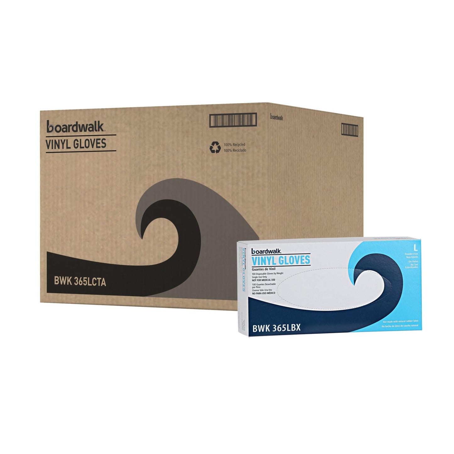 Boardwalk General Purpose Vinyl Gloves, Powder/Latex-Free, 2.6 mil, Large, Clear, 100/Box, 10 Boxes/Carton
