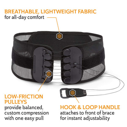 CURAD Performance Series Back Support Designed for Active Seniors 50+, Large Easy to Grip Tabs & Loops for Easier Application, Helps with Moderate to Lower Back Pain
