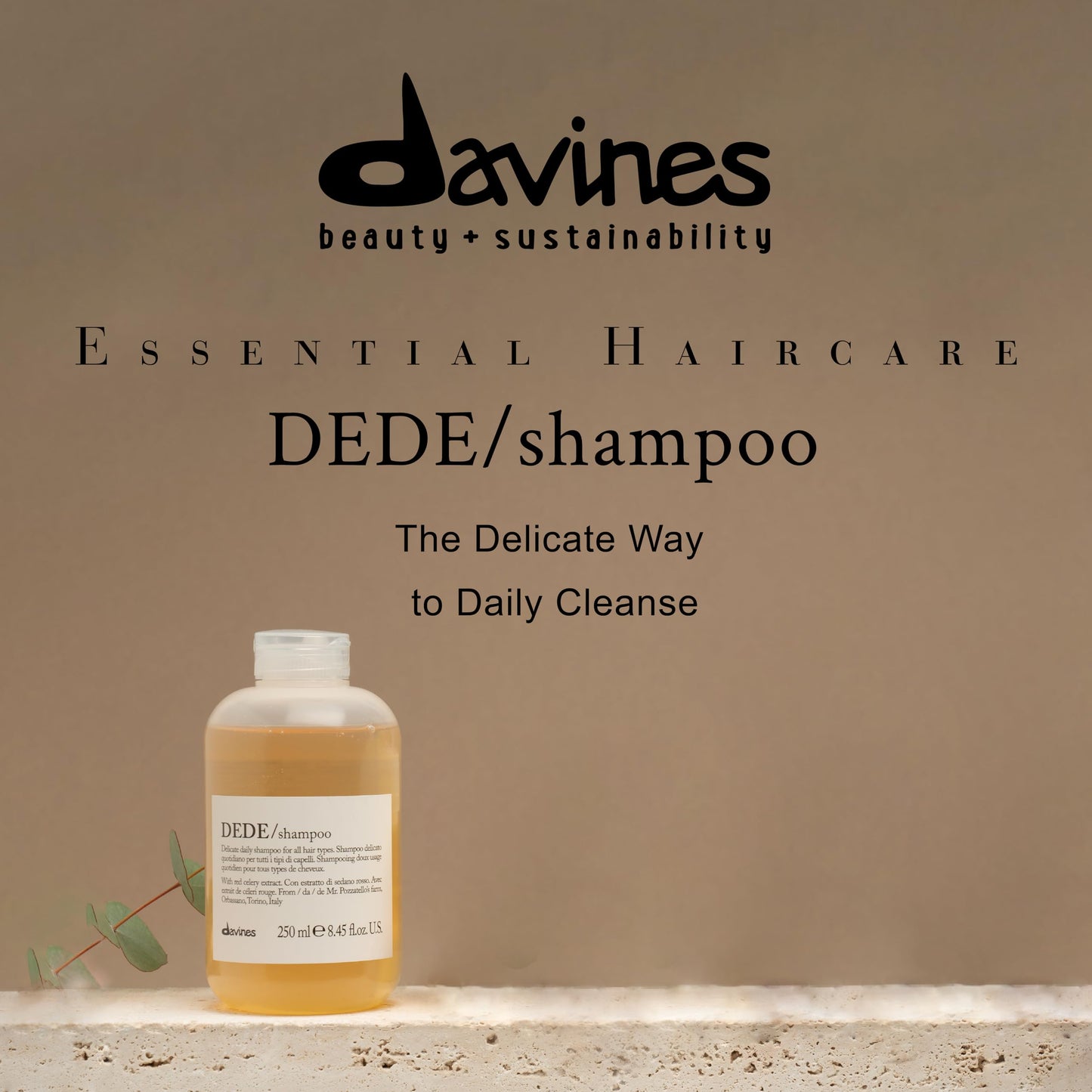 Davines DEDE Shampoo, Delicate Soft Lather Daily Cleanser for Medium Fine & Fine Hair - Gently Removes Impurities to Make Hair Light, Shiny, and Soft with Red Celery Extract, 8.45 Fl Oz
