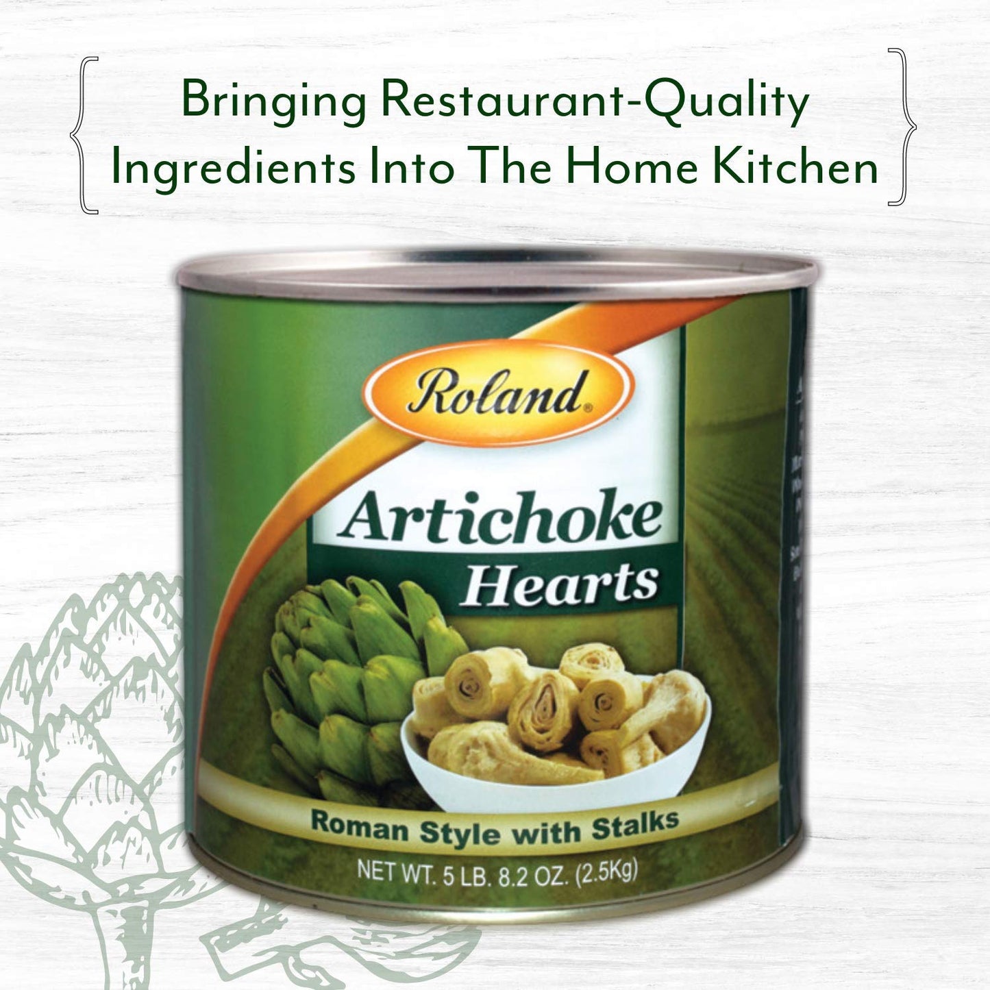 Roland Foods Roman Style Artichoke Hearts with Stalks, Specialty Imported Food, 5 Pound 8.2 Ounce Can, Pack of 1