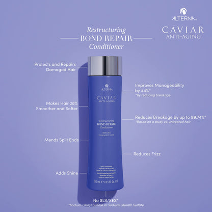 Alterna CAVIAR Anti-Aging Restructuring Bond Repair Conditioner | For Brittle, Damaged and Split Ends | Repairs, Strengthens & Protects Damaged Hair | Sulfate Free