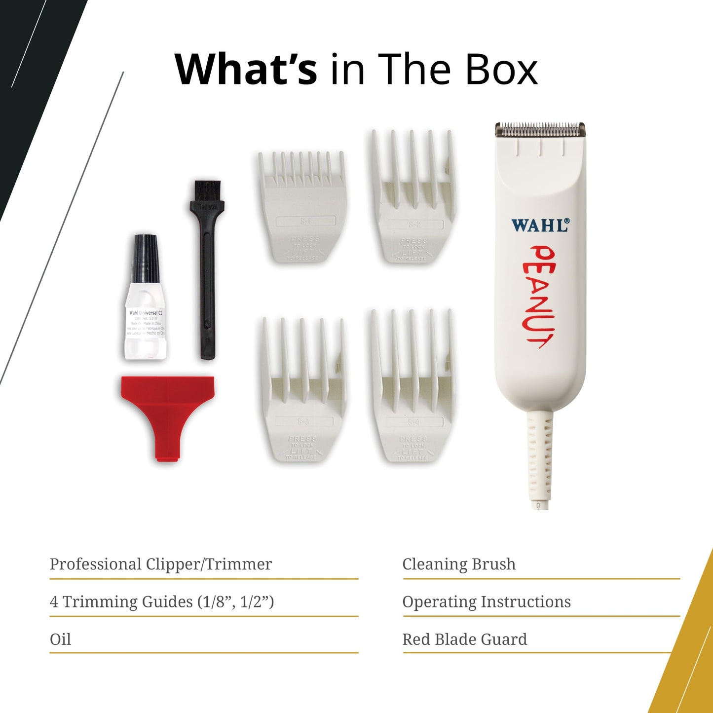 Wahl Professional Peanut Corded Trimmer - Compact, Lightweight Powerful Rotary Motor Grooming Tool, with 4 Trimming Guides and Accessories