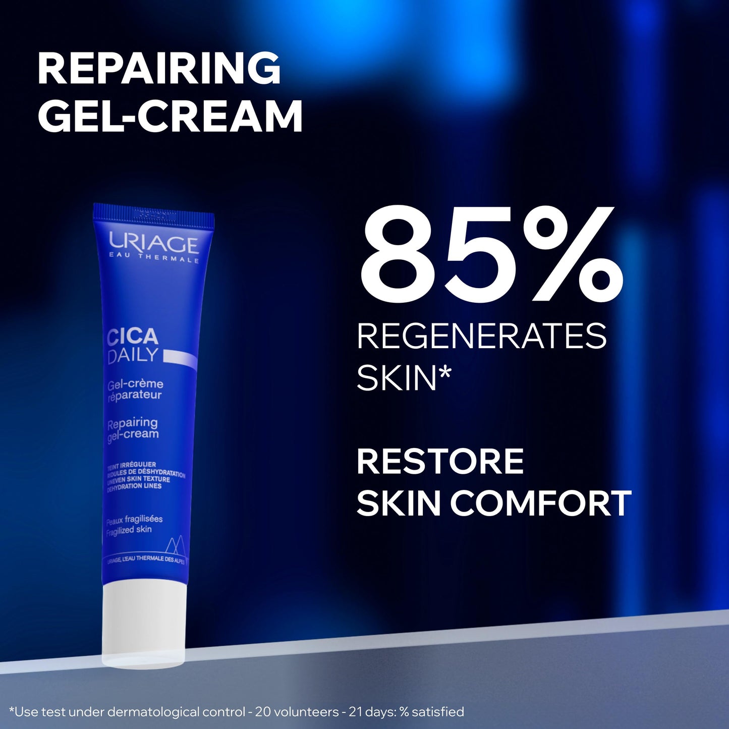 URIAGE Cica-Daily Repairing Gel-Cream for Face | Made With Prebiotic, Centella Asiatica & D-Panthenol, Ultra-light gel, Paraben & Fragrance-Free, Non-comedogenic, 40 mL / 1.35 oz