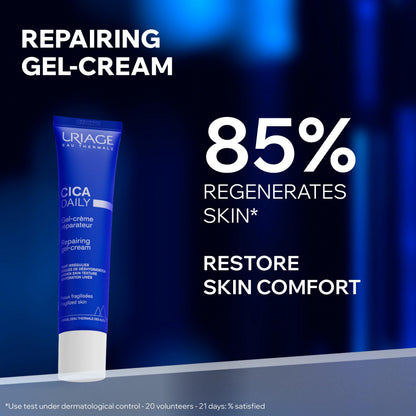 URIAGE Cica-Daily Repairing Gel-Cream for Face | Made With Prebiotic, Centella Asiatica & D-Panthenol, Ultra-light gel, Paraben & Fragrance-Free, Non-comedogenic, 40 mL / 1.35 oz