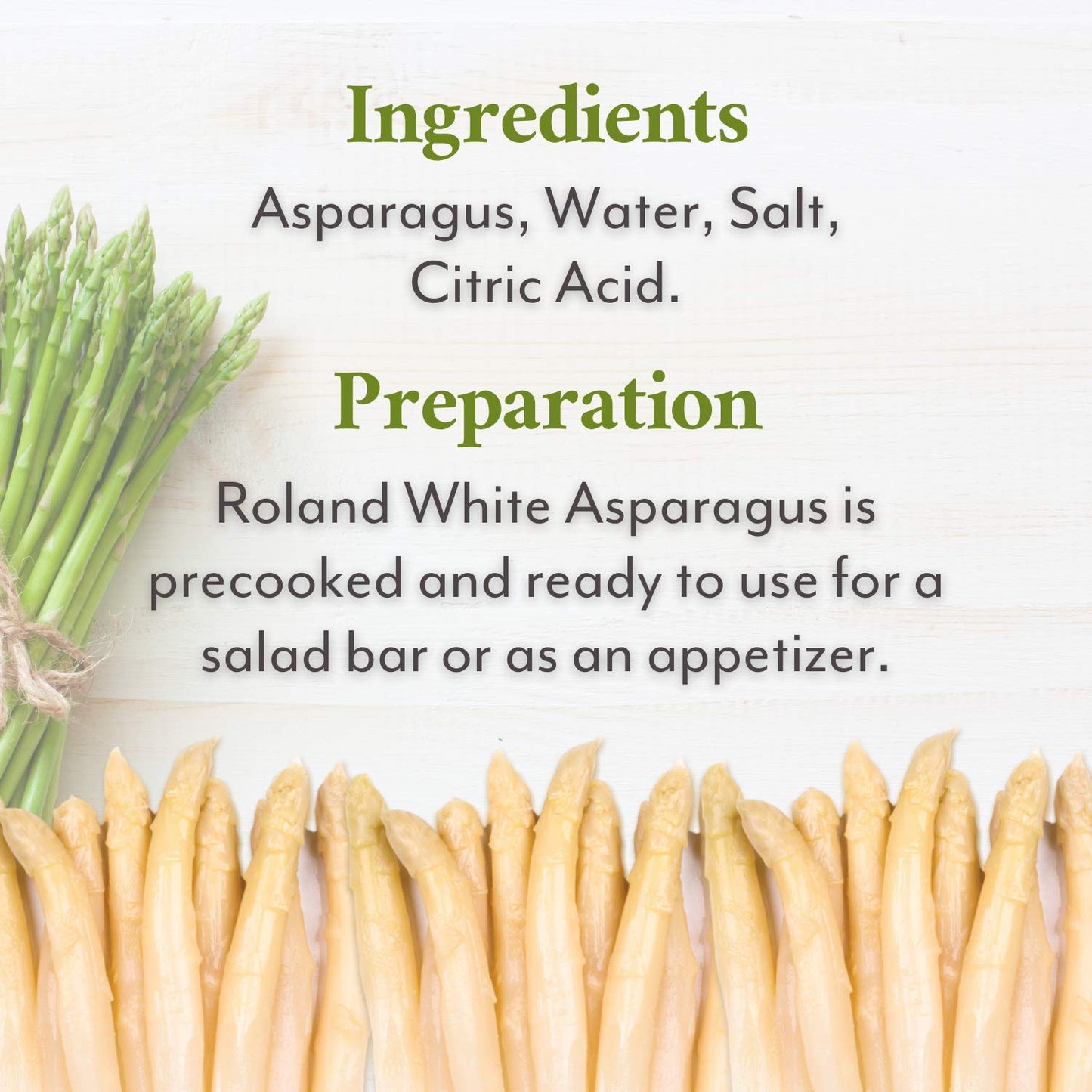 Roland Foods Canned White Asparagus Spears in Brine, 14.1 Ounce Tin, Pack of 6