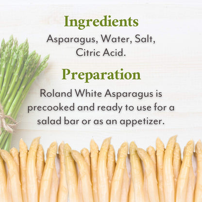 Roland Foods Canned White Asparagus Spears in Brine, 14.1 Ounce Tin, Pack of 6