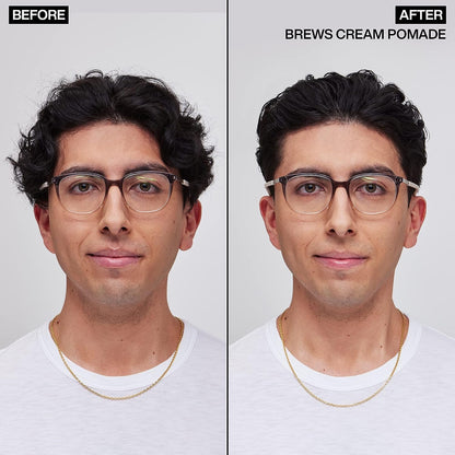 Redken Brews Cream Pomade For Men - Provides Medium Hold With Natural and Smooth Finish With Low Shine, For All Hair Types
