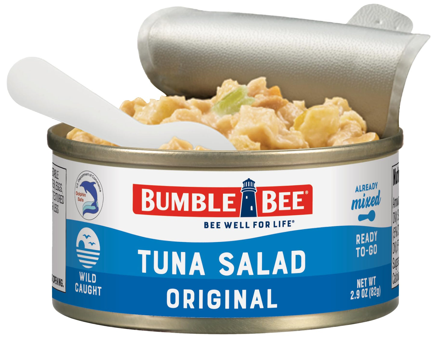 Bumble Bee Lunch On The Run Tuna Salad with Crackers Kit, 8.2 oz (Pack of 4) - Ready to Eat, Includes Crackers, Cookie & Peaches - Wild Caught Tuna - Shelf Stable & Convenient Source of Protein, Easy Open Can