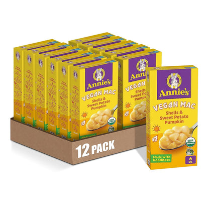 Annie's Organic Vegan Mac Shells and Sweet Potato Pumpkin, Pasta and Sauce, 6 oz (Pack of 12)