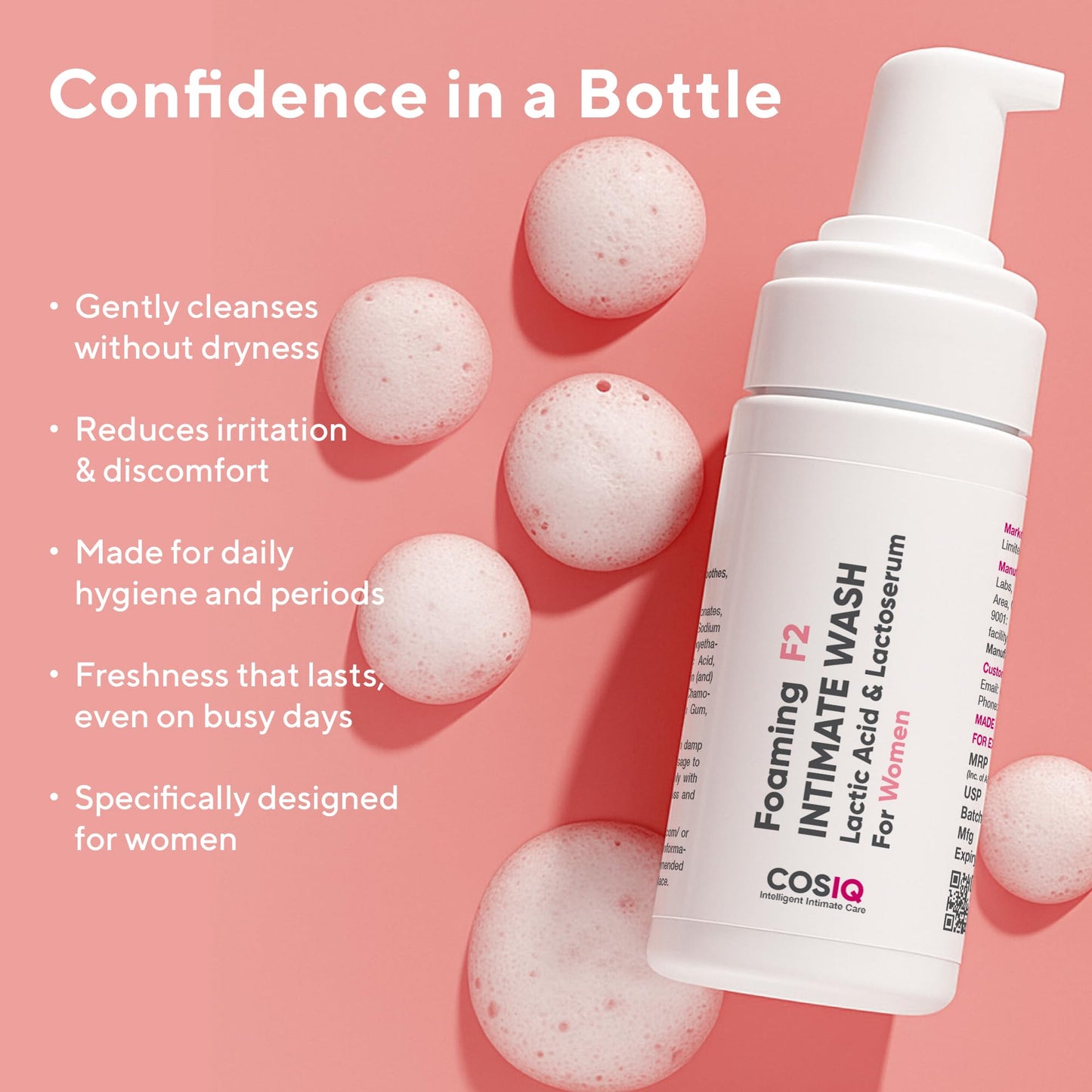 Cos-IQ Brightening Intimate Wash for Women, 100ml | Hygiene Wash with Lactic Acid & Lactoserum | Vaginal Wash, Prevents Itching, Irritation & Dryness, Suitable for All Skin Types