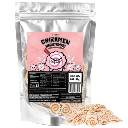 CHIRAMEN Dried Narutomaki Fish Cake Ramen Toppings – Classic Japanese Fish Cake Slices with Pink Swirl – Instant Noodle Topping for Ramen Bowls, Cup Noodles, Udon & Soup Garnish