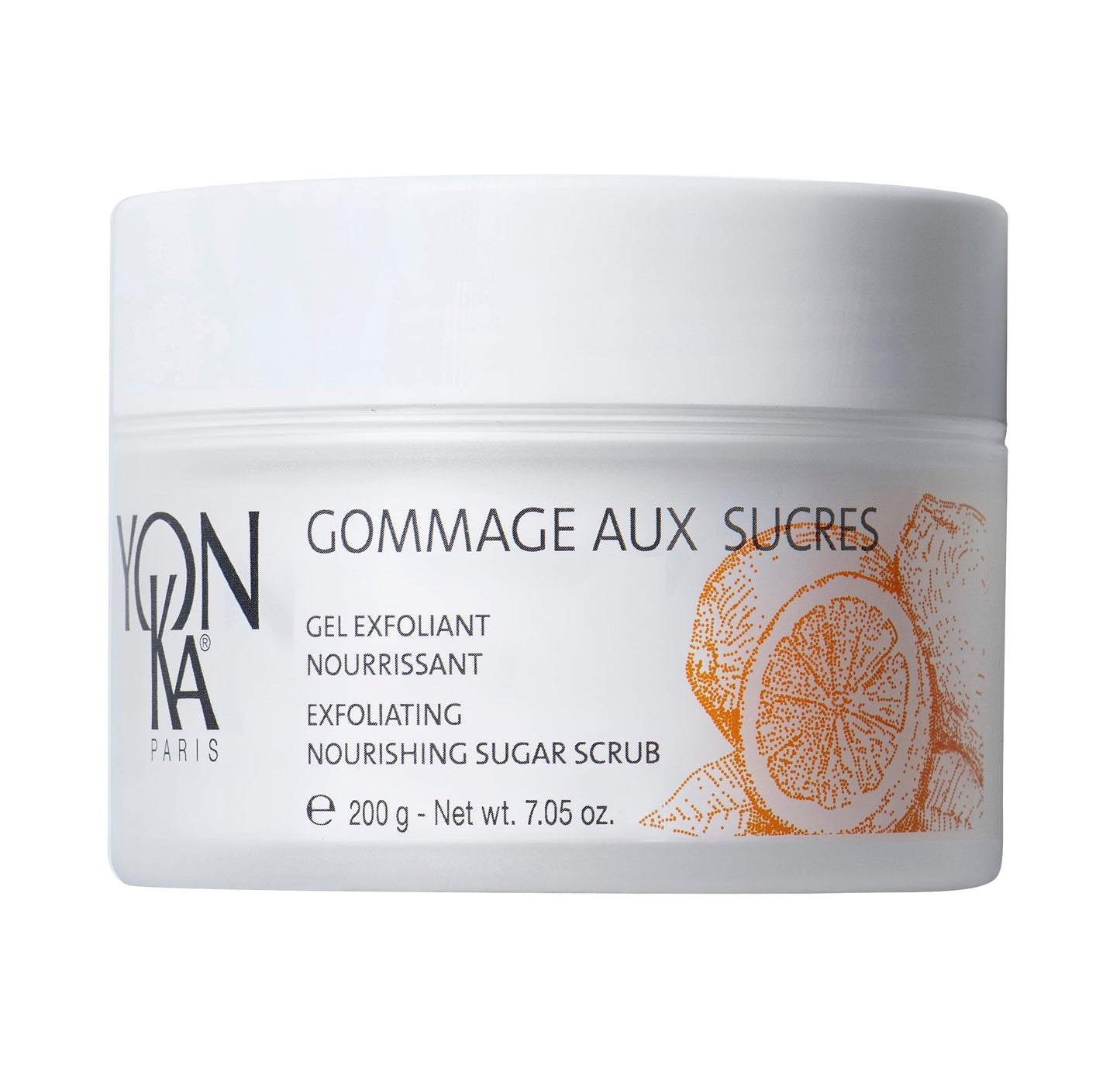 Yon-Ka Mandarin Sugar Scrub | Exfoliating Body Scrub with Brown Sugar and Sunflower Oil | Gentle Natural Ingredients Hydrate and Moisturize Dry Skin | Sweet Orange and Citrus Scent | 7.05 oz