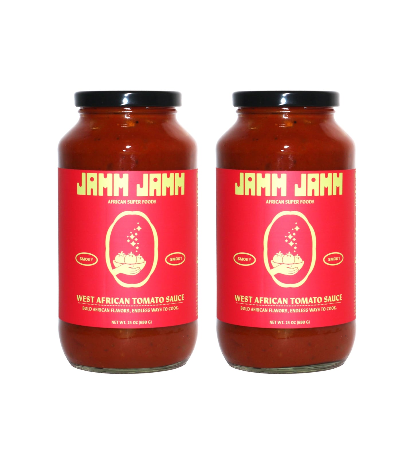 Jamm Jamm West African Tomato Sauce, Smoky, Bold African Flavors, All Natural Ingredients, 24 oz (2 Pack)