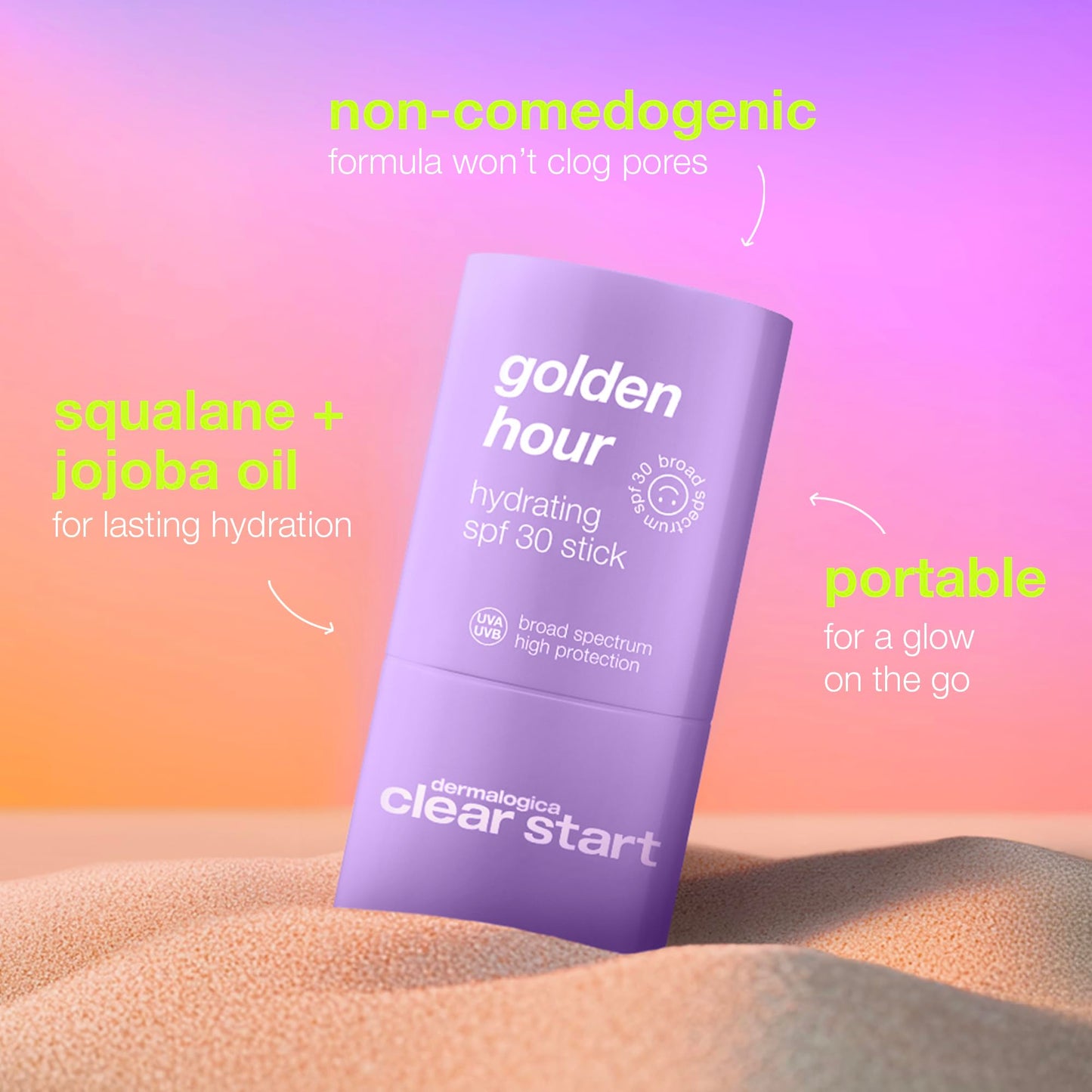 Dermalogica Clear Start Golden Hour Hydrating SPF 30 Stick, Shimmer Sunscreen - Hydrating and Pore Clearing, 0.68 oz
