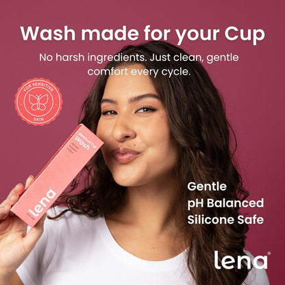 Lena Sensitive Small Menstrual Cup & Lena Cup Wash – Soft Reusable Silicone Period Cup and Gentle Cleanser Set for Comfortable, Easy Care