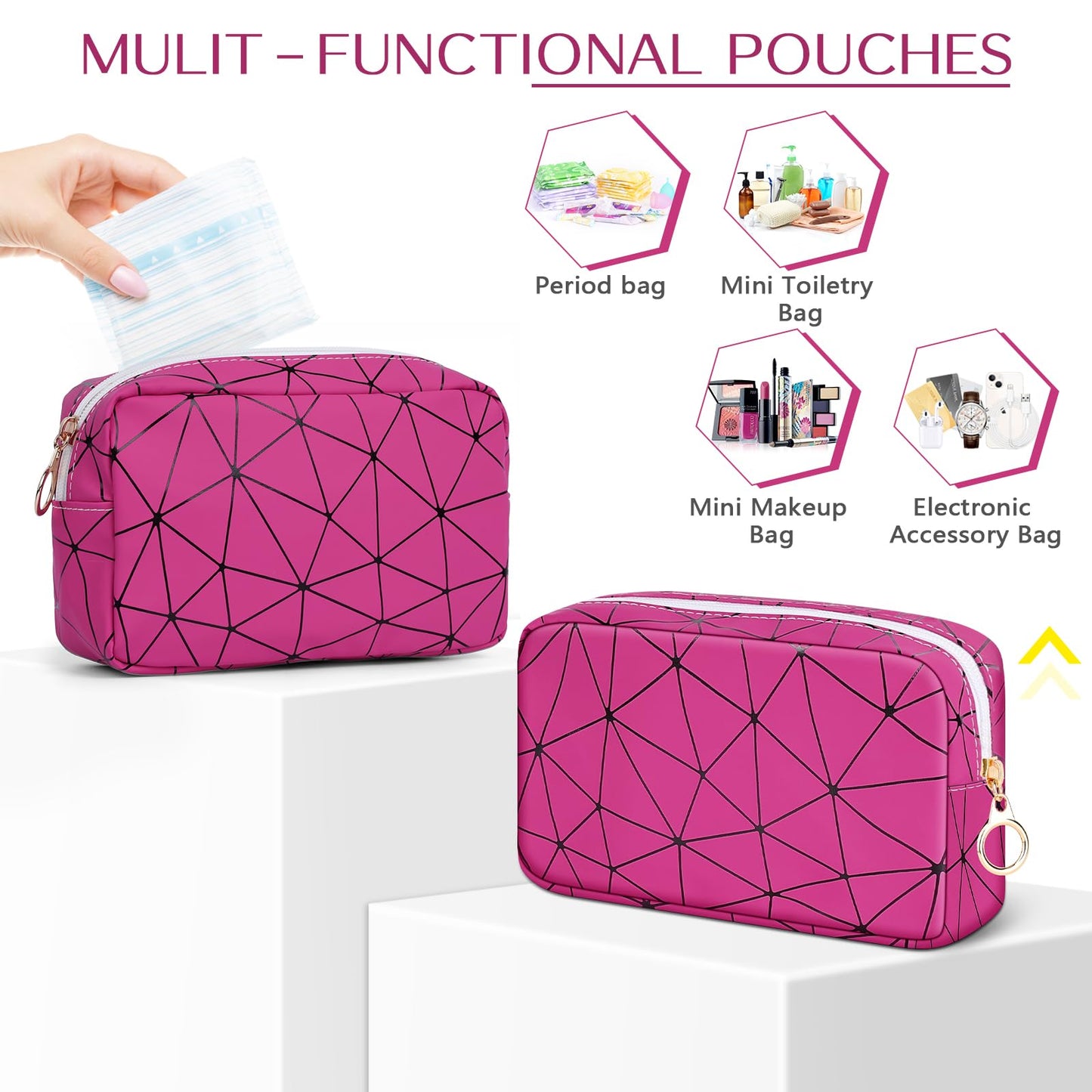 Tampon Holder for Purse, Leather Period Bag Sanitary Napkin Storage Bag for Girls Womens, Portable Feminine Emergency Pad Period Pouch(Rose red)