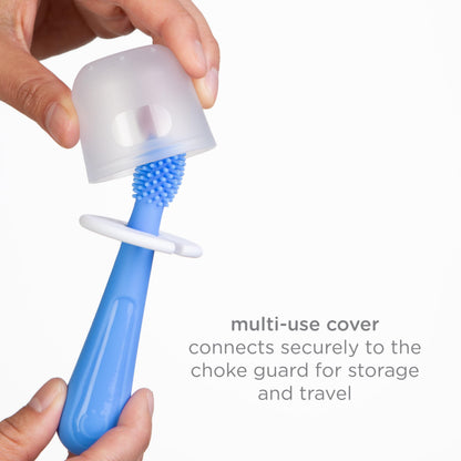 Ubbi Grow with Me Toothbrush Training Set for Babies and Toddlers, Includes Silicone Finger Brush, 360° and Soft Bristled Toothbrush, Polaris Blue