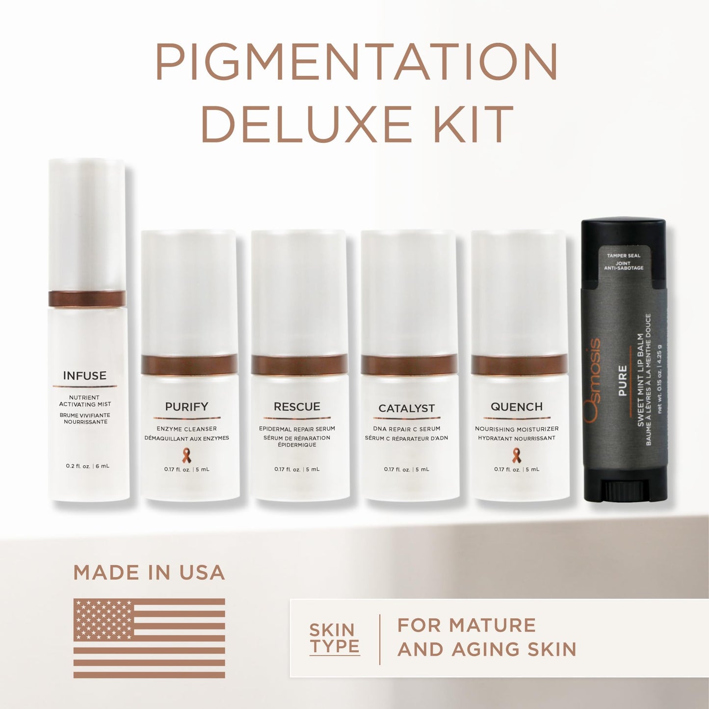Osmosis Pigmentation Deluxe Kit, 6 Piece Skin Care Regimen, Helps Reduce Appearance of Dark Spots for Even Skin Tone, Travel Size