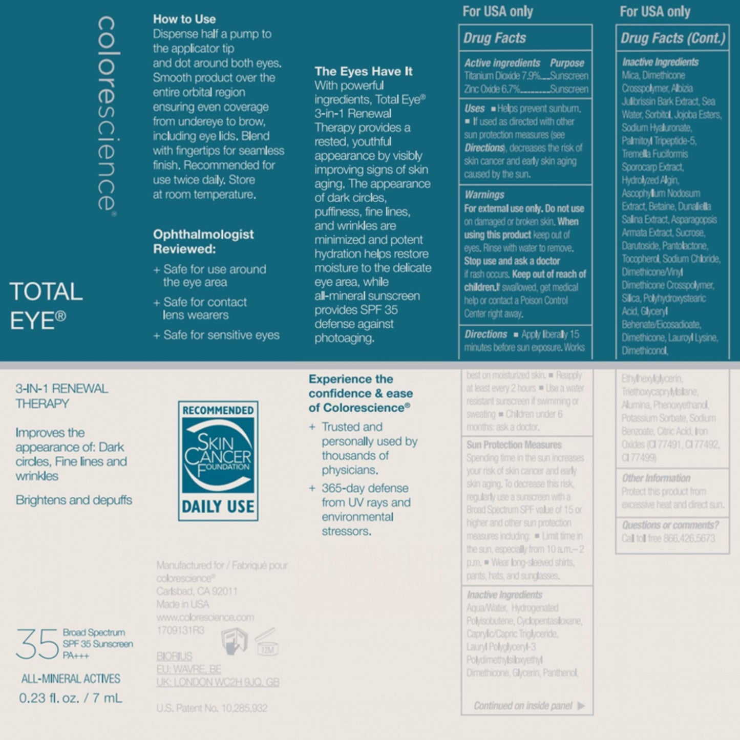 Colorescience Total Eye 3-in-1 Anti-Aging Renewal Therapy for Wrinkles & Dark Circle