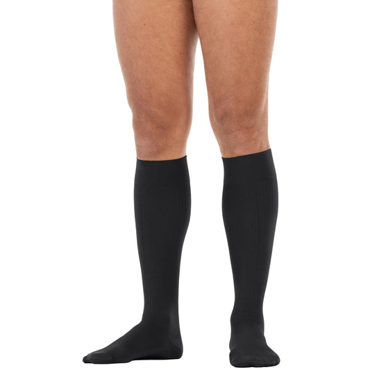 JOBST forMen Compression Socks 15-20 mmHg Knee High, with SoftFit Band, Closed Toe, Black, Large