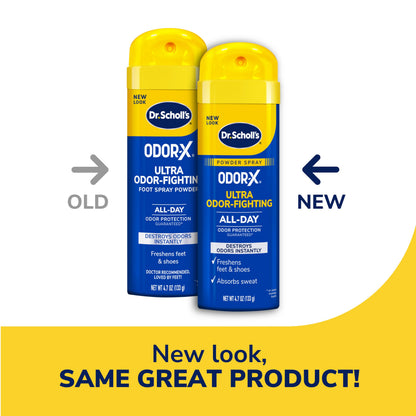 Dr. Scholl’s Odor-X ODOR-FIGHTING Spray-Powder // All-Day Odor Protection and Sweat Absorption - Packaging May Vary
