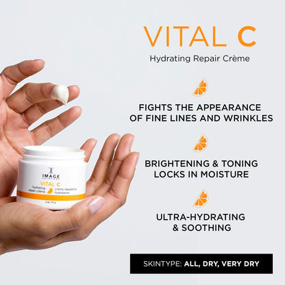 IMAGE Skincare, VITAL C Hydrating Repair Crème, Face Night Cream Moisturizer with Hyaluronic Acid, for Dry Skin, Full-Size, 2 fl oz