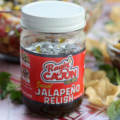 Ragin' Cajun Candied Jalapeño Slices - 14 fl oz Jar, Pack of 4, All Natural - Sweet Spicy Louisiana Condiment for Nachos & Burgers