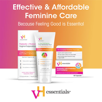 vH essentials Personal Cleansing Spray, pH Balancing Lactic Acid, Sting-Free, Witch Hazel Formula, Fragrance free, Paraben free, Sprays upside down for easy external intimate cleansing, 4 floz