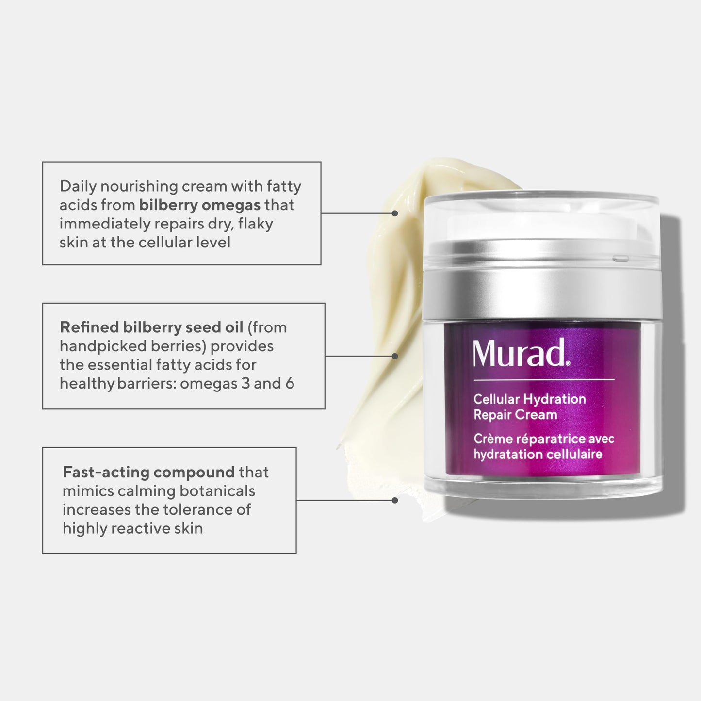 Murad Cellular Hydration Barrier Repair Cream – Face Moisturizer with Bilberry, Omega Fatty Acids, and Soothing Allantoin for Dry Flaky Skin, Restoring Bounce, Smoothness and Radiance – 1.7 Fl Oz