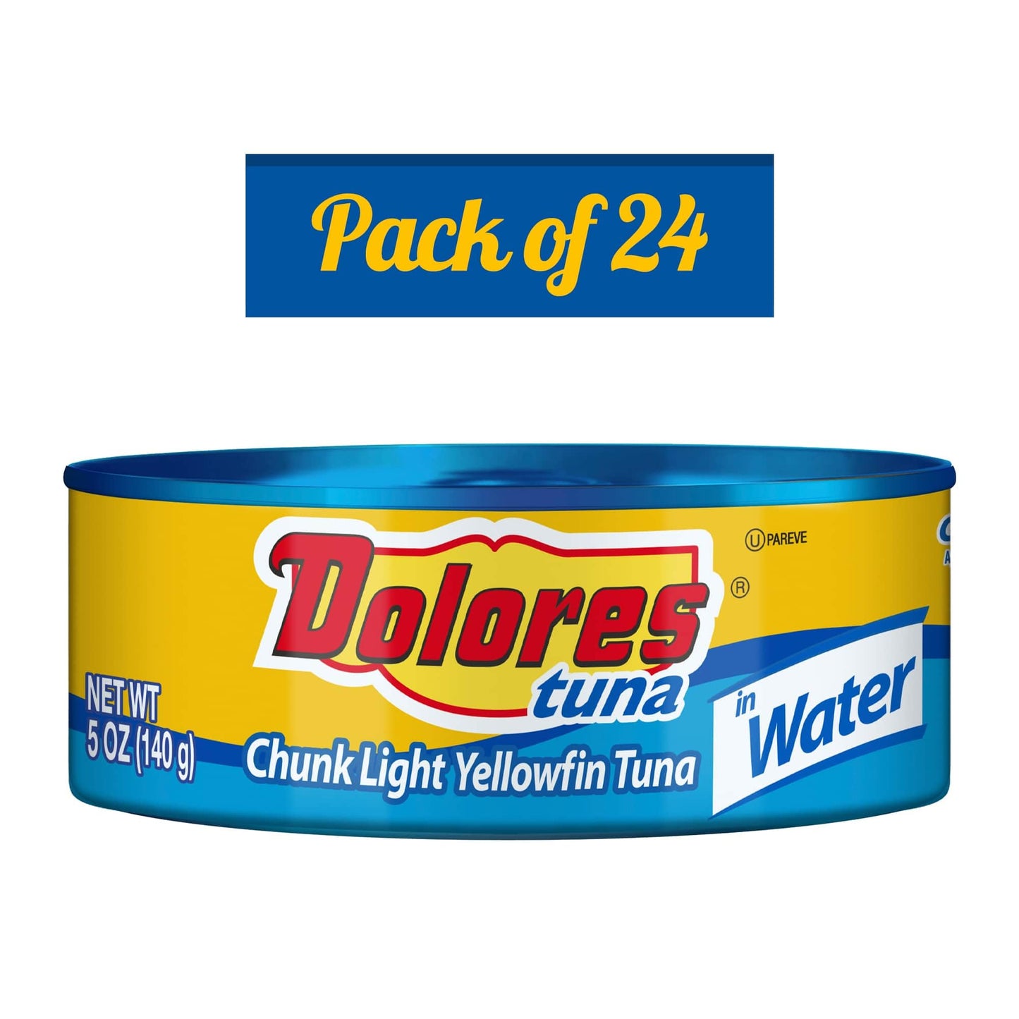 Dolores Tuna Chunk Light Yellowfin Tuna in Water, 5 oz Can (Pack of 24) – Mild Flavor, Flaky Texture, Ready-to-Eat Protein