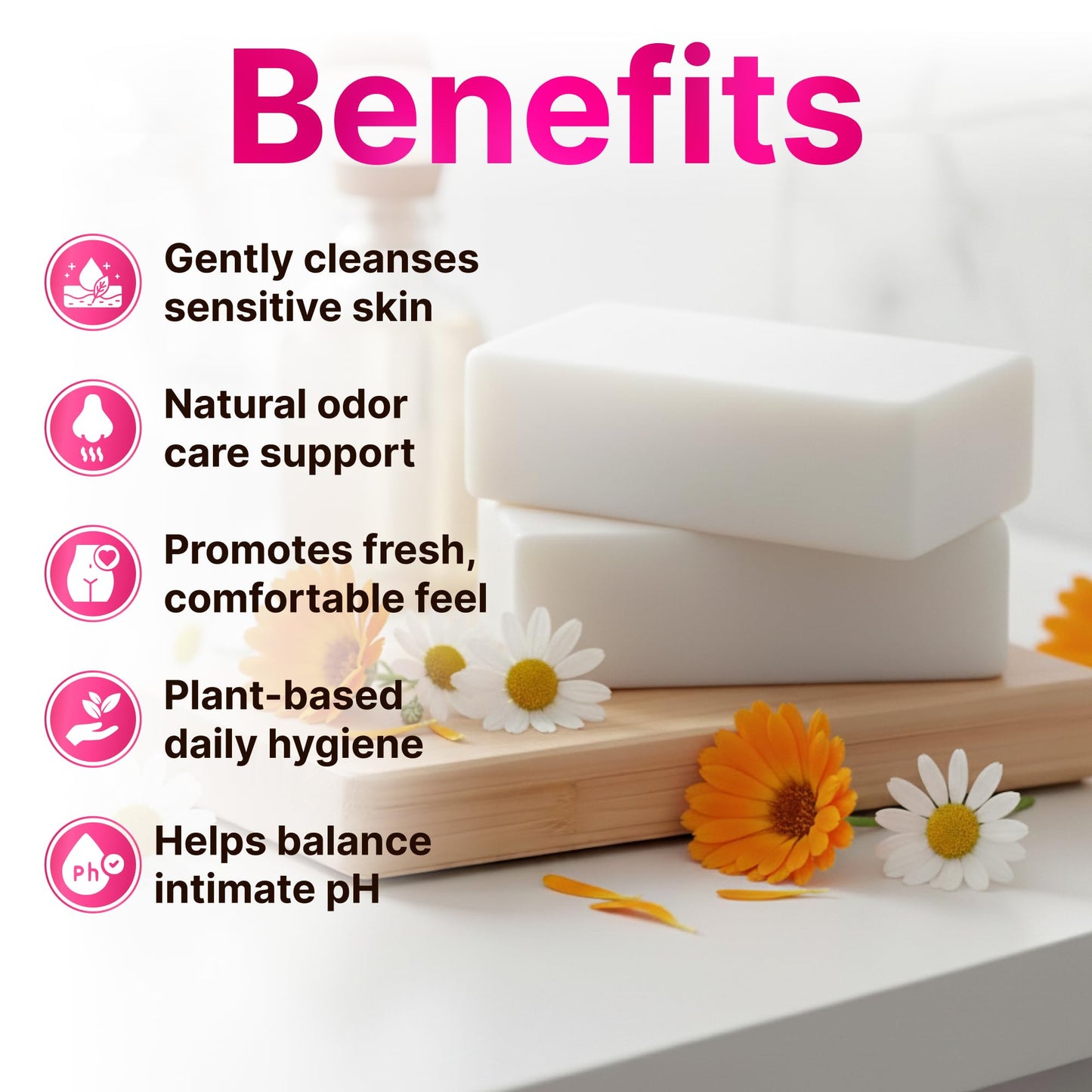 Yoni Soap for Vaginal Intimate Feminine Wash - Advanced pH Balance & Odor Care Control Hydration Complex - Natural Korean Cold-Pressed Vegan Formula with Aloe Vera, Chamomile & Calendula - 2 Pack