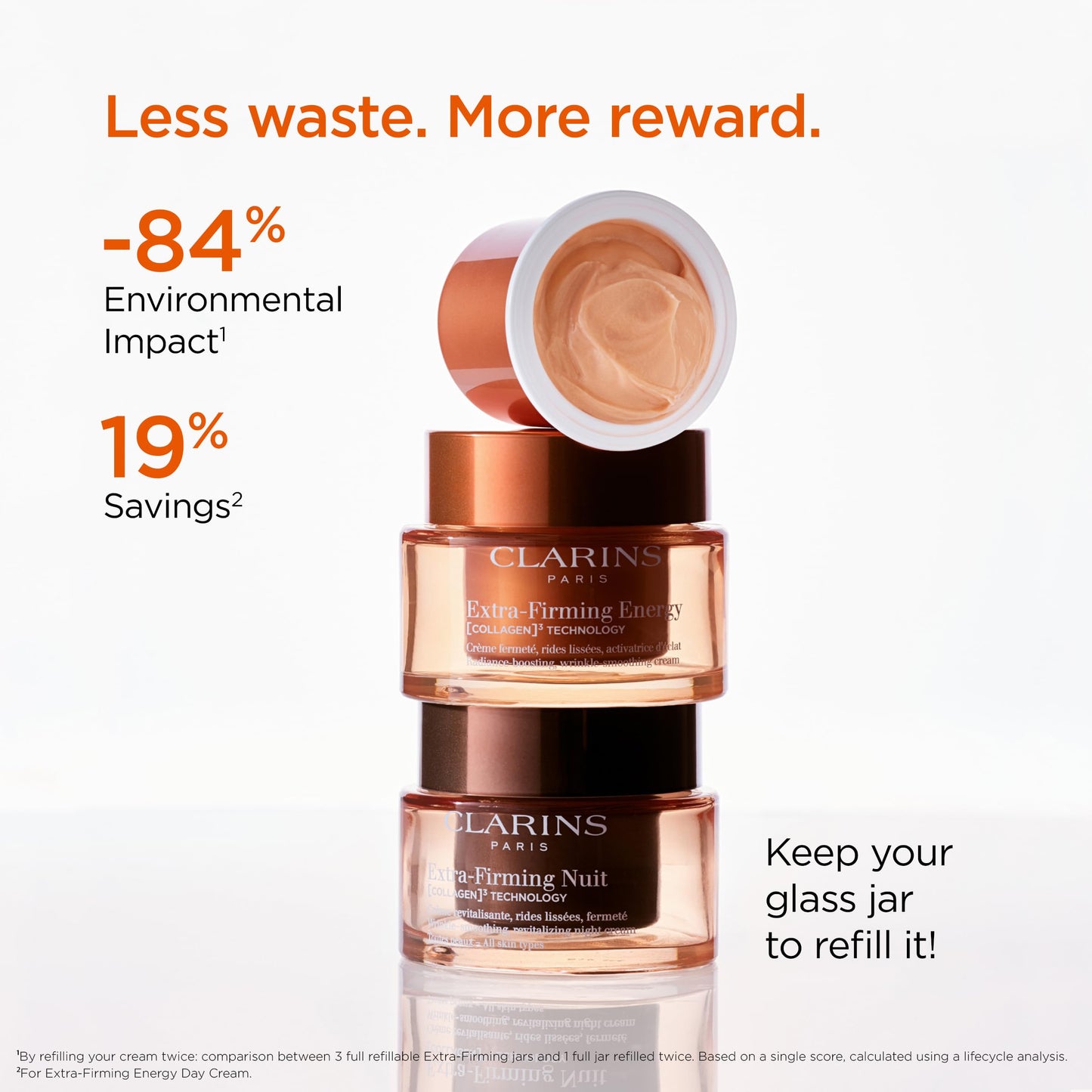 Clarins NEW Extra-Firming Energy Face Moisturizer | 2-in-1 Firming and Radiance Boosting Anti Aging Face Cream | Contains Collagen Polypeptide & Niacinamide | Refillable | All Skin Types | 1.7 Ounces